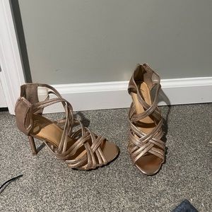 Rose gold strappy heels